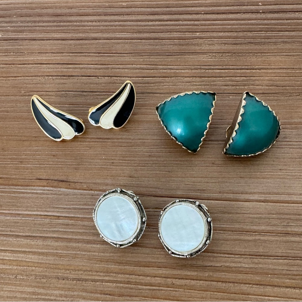 Lot of 3 Vintage Bundle Clip On Earrings Trifari Unbranded